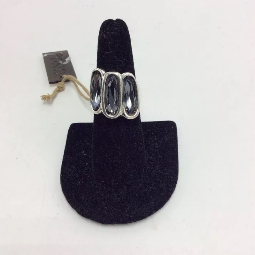 Uno De 50 Silver Geometric Minimalist Ring with Oval Design